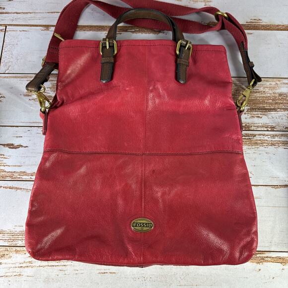 Fossil Saddle Bag XL Reddish w/ Red OT Leather Super Duty 15” x 16" - Picture 1 of 10